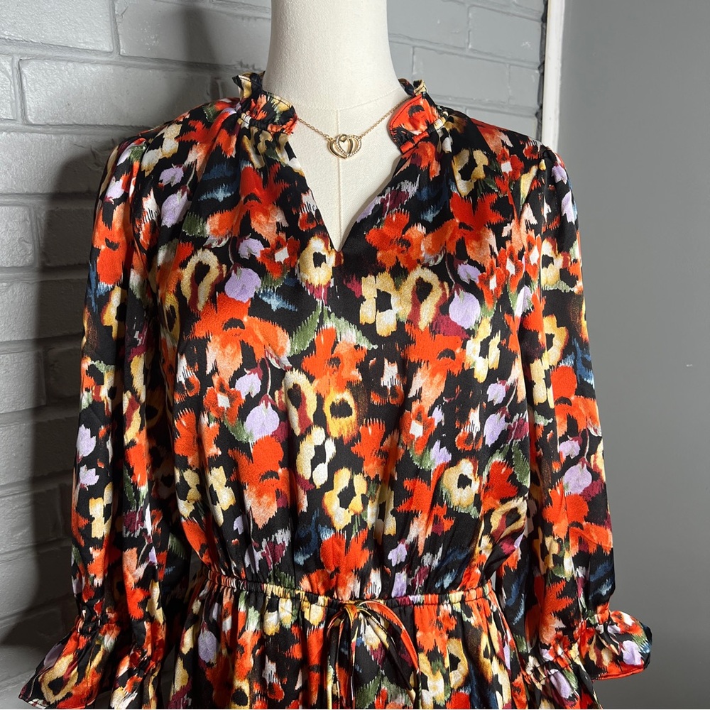 Entro Ruffle Multicolor Floral Mini Dress Size Large - Picture 6 of 16